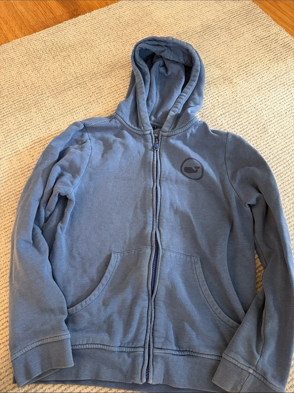 Vineyard Vines boys 10-12 Kids Light Blue Zip-Up Hoodie Jacket